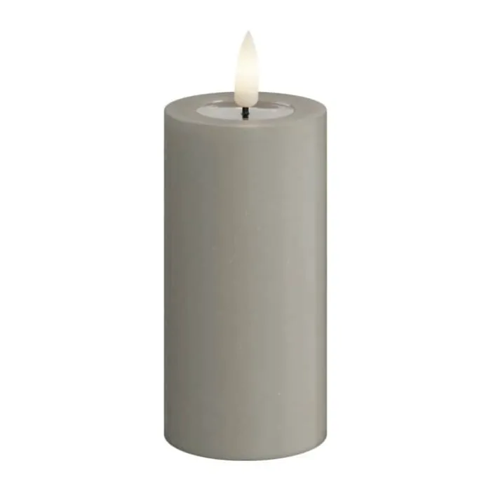 Deluxe Homeart Real Flame LED Bloklys Ø 5 x H 10 cm - Stearin/resin - Sand