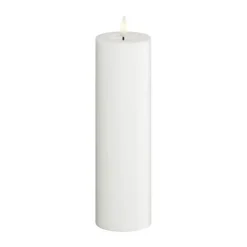 Deluxe Homeart Real Flame LED Bloklys Ø 5,8 x H 20 cm - Stearin/resin - Hvid
