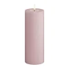 Deluxe Homeart Real Flame LED Bloklys Ø 7,5 x H 20 cm - Stearin/resin - Lys Rosa
