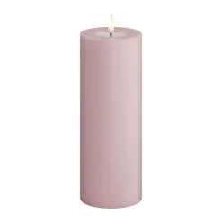 Deluxe Homeart Real Flame LED Bloklys Ø 7,5 x H 20 cm - Stearin/resin - Lys Rosa