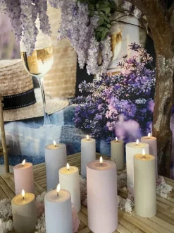 Deluxe Homeart Real Flame LED Udendørs Bloklys Ø 7,5 x H 15 cm - Plastik/resin - Sand