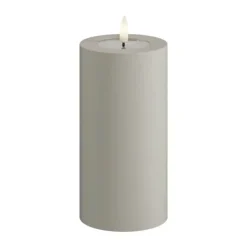 Deluxe Homeart Real Flame LED Udendørs Bloklys Ø 7,5 x H 15 cm - Plastik/resin - Sand