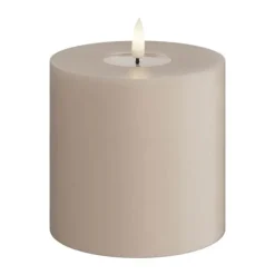 Deluxe Homeart Real Flame LED Bloklys Ø 10 x H 10 cm - Stearin/resin - Rose