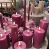 Deluxe Homeart Real Flame LED Bloklys Ø 5 x H 20 cm - Stearin/resin - Magenta