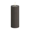 Deluxe Homeart Real Flame LED Bloklys Ø 5 x H 12,5 cm - Stearin/resin - Mokka