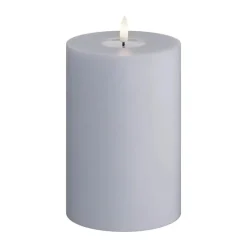 Deluxe Homeart Real Flame LED Bloklys Ø 10 x H 15 cm - Stearin/resin - Dust blue
