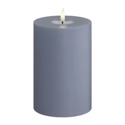 Deluxe Homeart Real Flame LED Bloklys Ø 10 x H 15 cm - Stearin/resin - Ice blue