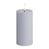 Deluxe Homeart Real Flame LED Bloklys Ø 5 x H 10 cm - Stearin/resin - Dust blue