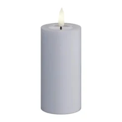 Deluxe Homeart Real Flame LED Bloklys Ø 5 x H 10 cm - Stearin/resin - Dust blue