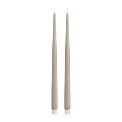 Deluxe Homeart Real Flame LED Kertelys m. lak - 2 stk. Ø 2,2 x H 38 cm - Stearin - Rose