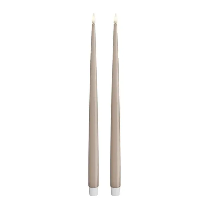 Deluxe Homeart Real Flame LED Kertelys m. lak - 2 stk. Ø 2,2 x H 38 cm - Stearin - Rose