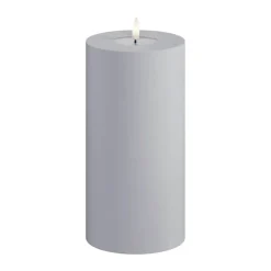 Deluxe Homeart Real Flame LED Udendørs Bloklys Ø 10 x H 20 cm - Plastik/resin - Støvet Blå