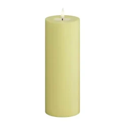 Deluxe Homeart Real Flame LED Bloklys Ø 7,5 x H 20 cm - Stearin/resin - Lys gul