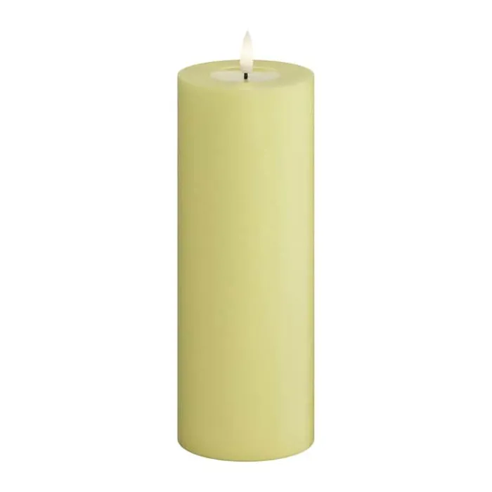 Deluxe Homeart Real Flame LED Bloklys Ø 7,5 x H 20 cm - Stearin/resin - Lys gul