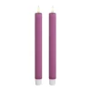 Deluxe Homeart Real Flame LED Kronelys - 2 stk. Ø 2,2 x H 24 cm - Stearin - Magenta