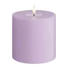 Deluxe Homeart Real Flame LED Bloklys Ø 10 x H 10 cm - Stearin/resin - Lavendel