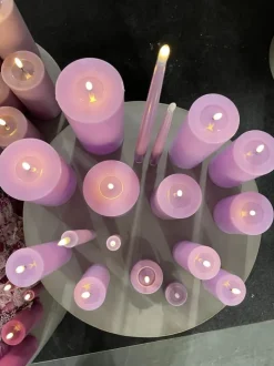 Deluxe Homeart Real Flame LED Bloklys Ø 5 x H 15 cm - Stearin/resin - Lavendel