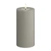 Deluxe Homeart Real Flame LED Bloklys Ø 7,5 x H 15 cm - Stearin/resin - Sand