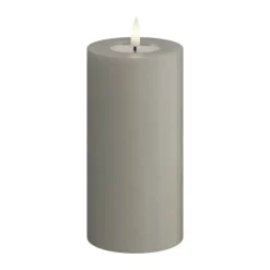 Deluxe Homeart Real Flame LED Bloklys Ø 7,5 x H 15 cm - Stearin/resin - Sand