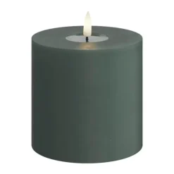 Deluxe Homeart Real Flame LED Bloklys Ø 10 x H 10 cm - Stearin/resin - Jade green