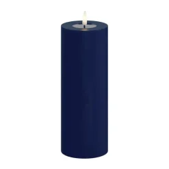 Deluxe Homeart Real Flame LED Bloklys Ø 7,5 x H 20 cm - Stearin/resin - Royal blue