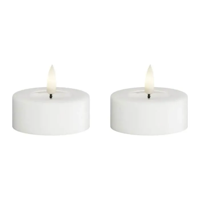 Deluxe Homeart Real Flame LED Fyrfadslys - 2 stk. Ø 6,1 cm - Hvid