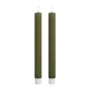 Deluxe Homeart Real Flame LED Kronelys H 24 cm - Stearin - Olivengrøn