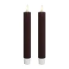 Deluxe Homeart Real Flame LED Kronelys - 2 stk. H 15 cm - Stearin - Mørk Bourgogne
