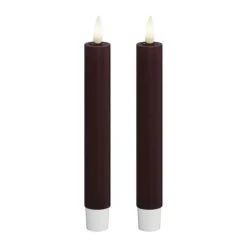 Deluxe Homeart Real Flame LED Kronelys - 2 stk. H 15 cm - Stearin - Mørk Bourgogne