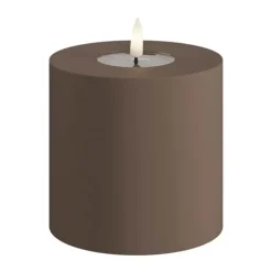 Deluxe Homeart Real Flame LED Udendørs Bloklys Ø 10 x H 10 cm - Plastik/resin - Karamel