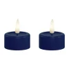 Deluxe Homeart Real Flame LED Fyrfadslys - 2 stk. Ø 4,1 x H 4,5 cm - Stearin - Royal blue