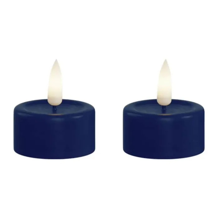 Deluxe Homeart Real Flame LED Fyrfadslys - 2 stk. Ø 4,1 x H 4,5 cm - Stearin - Royal blue