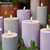 Deluxe Homeart Real Flame LED Udendørs Bloklys Ø 7,5 x H 15 cm - Plastik/resin - Støvet Blå