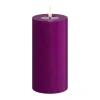 Deluxe Homeart Real Flame LED Bloklys Ø 7,5 x H 15 cm - Stearin/resin - Violet