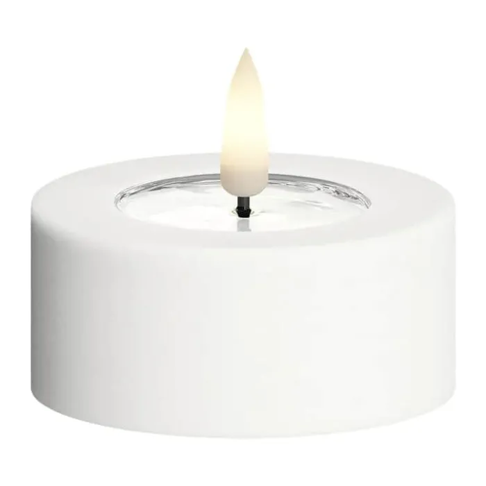 Deluxe Homeart Udendørs LED Fyrfadslys - 2 stk. Ø 6,5 x H 3 cm - Plastik - Hvid