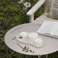 Deluxe Homeart Udendørs LED Fyrfadslys - 2 stk. Ø 6,5 x H 3 cm - Plastik - Hvid