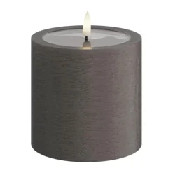 Deluxe Homeart Unique LED Bloklys Ø 10 x H 10 cm - Stearin - Mokka