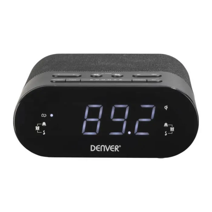Denver Clockradio CRQ-107 Trådløs opladning - Forudindstillet radiokanaler - Sort