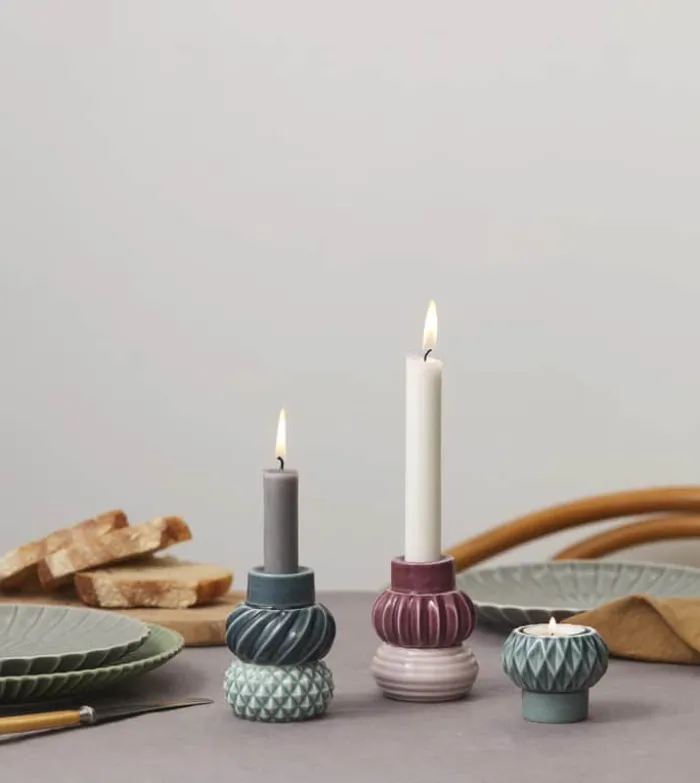 Dottir Samsurium Stabelbar Lysestage - 2 dele Ø 6,8 cm - Porcelæn - Blå