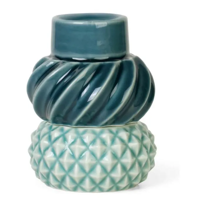 Dottir Samsurium Stabelbar Lysestage - 2 dele Ø 6,8 cm - Porcelæn - Blå