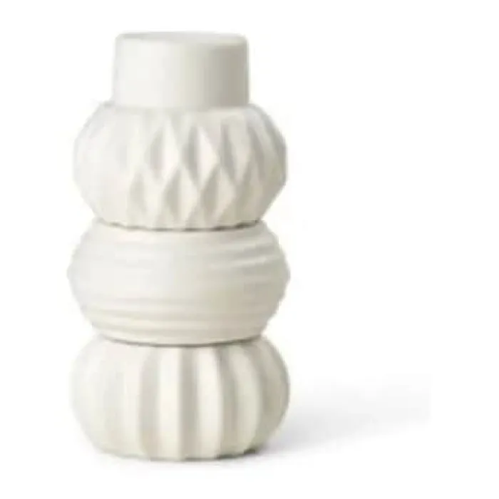 Dottir Samsurium Stabelbar Lysestage - 3 dele Ø 6,8 cm - Porcelæn - Hvid