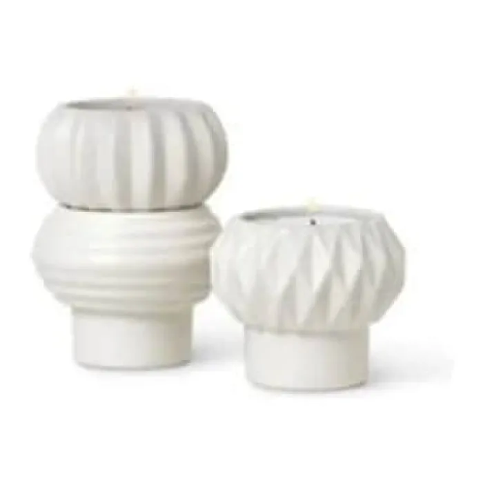 Dottir Samsurium Stabelbar Lysestage - 3 dele Ø 6,8 cm - Porcelæn - Hvid