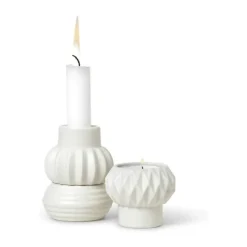 Dottir Samsurium Stabelbar Lysestage - 3 dele Ø 6,8 cm - Porcelæn - Hvid