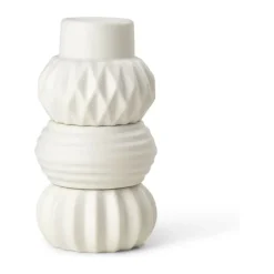 Dottir Samsurium Stabelbar Lysestage - 3 dele Ø 6,8 cm - Porcelæn - Hvid