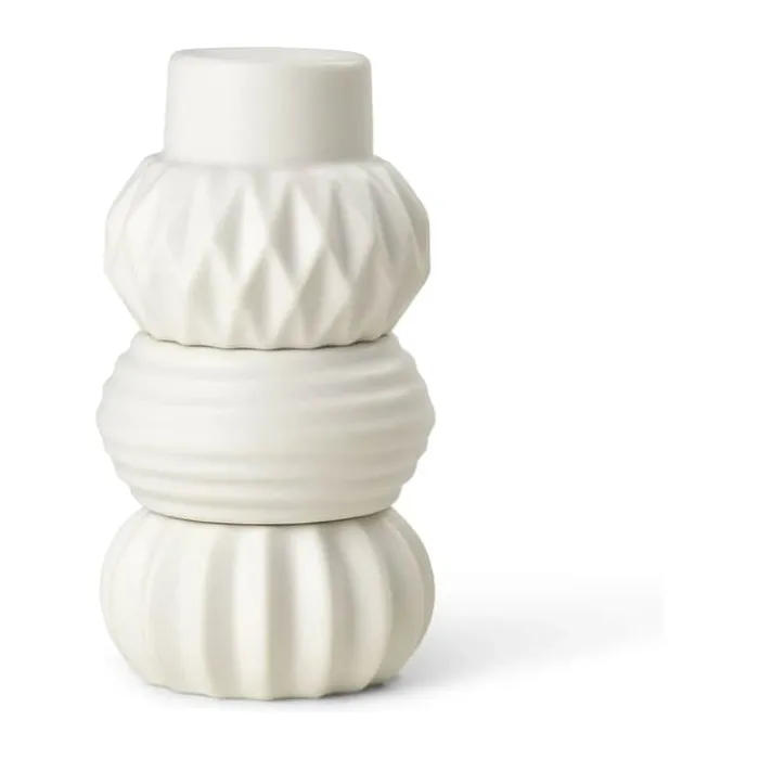Dottir Samsurium Stabelbar Lysestage - 3 dele Ø 6,8 cm - Porcelæn - Hvid