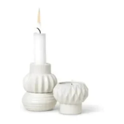 Dottir Samsurium Stabelbar Lysestage - 3 dele Ø 6,8 cm - Porcelæn - Hvid