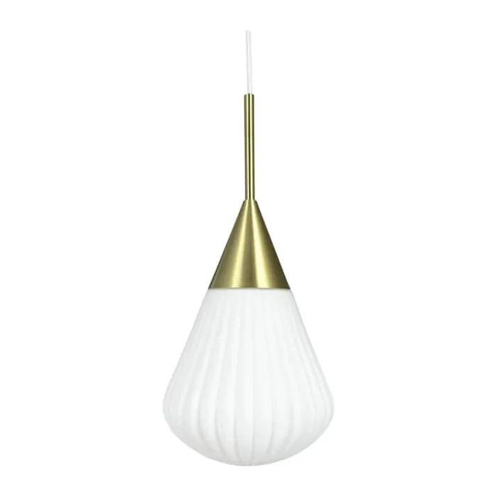 Dyberg Larsen Ballon Pendel Ø 21 x H 43 cm - Glas/metal - Opal/messing