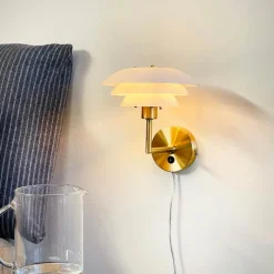Dyberg Larsen DL20 Væglampe H 20 x Ø 20 cm - Glas/metal - Opal/messing