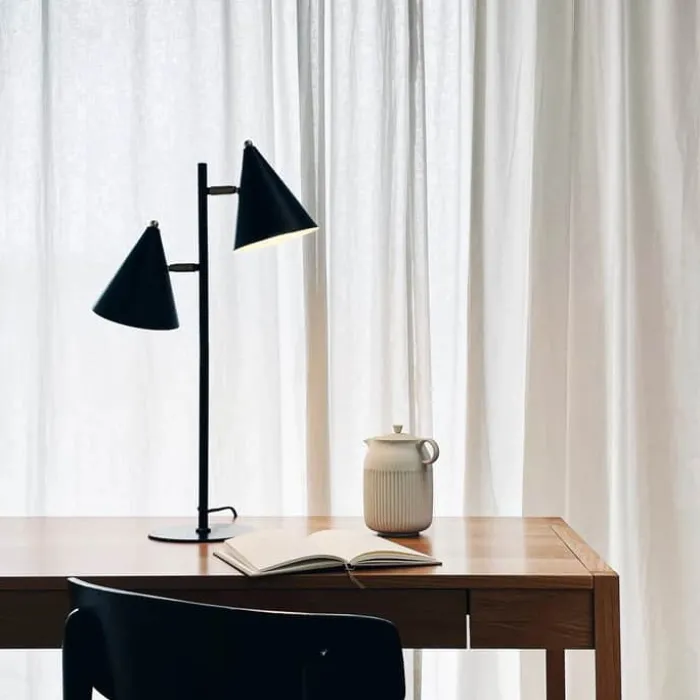 Dyberg Larsen French collection Rouen Bordlampe Ø 40 x H 64 cm - Inkl. 2 skærme - Sort