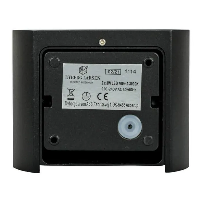 Dyberg Larsen Mars Udendørs Væglampe H 11 x B 14 x L 11,7 cm - Integreret LED - Mat sort